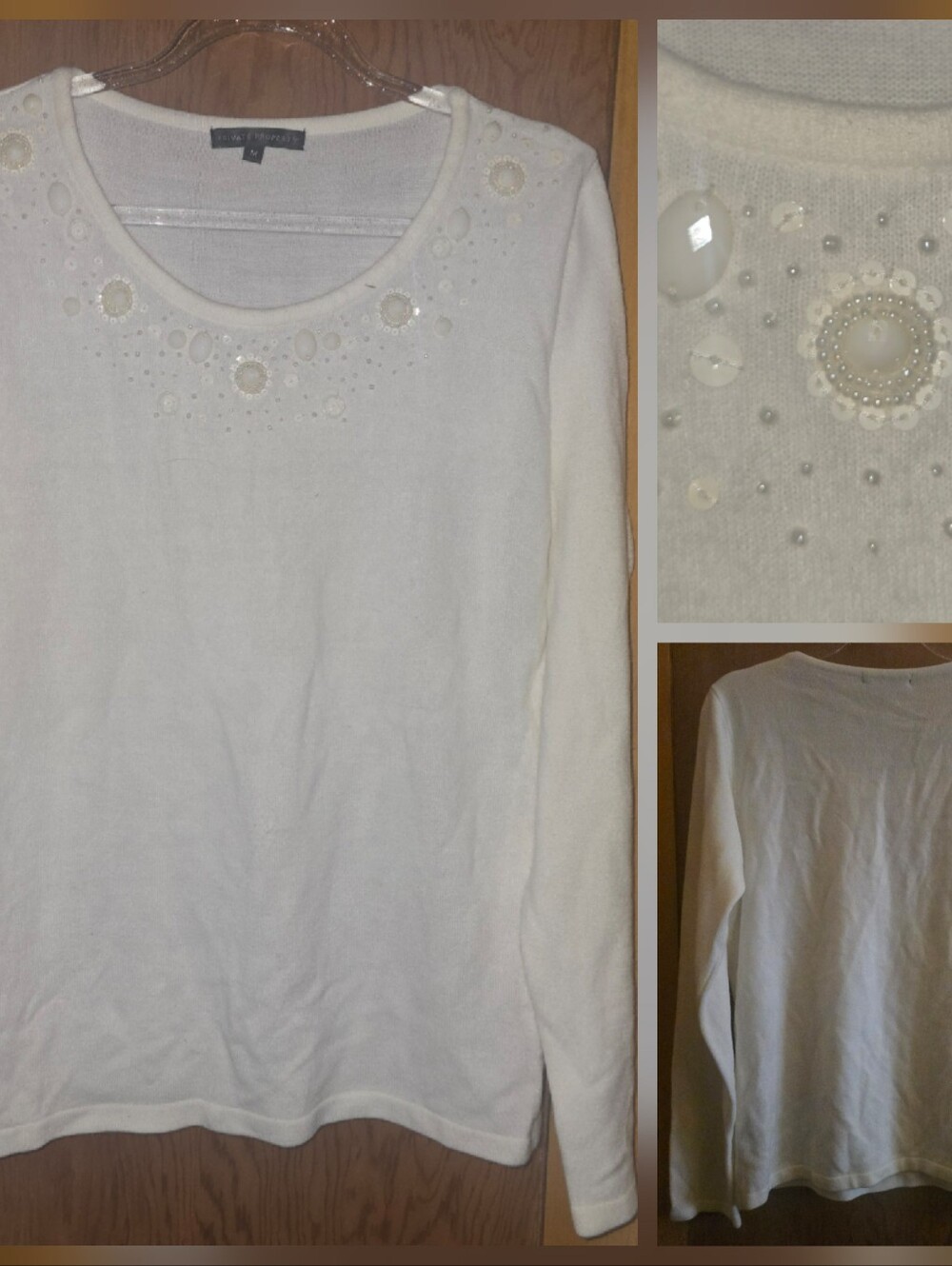 New no tags private property womens medium light knit embellished sweater